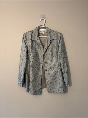 💯 SILK Rena Rowan Light Blue Speckled Button-Front Blazer